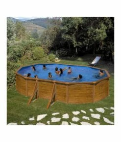 Piscine Hors Sol Acier Aspect Bois Alto Eco -Ovale 5m X 3m - H 1.20m