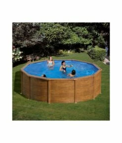 Piscine Hors Sol Acier Aspect Bois Alto Eco-Ronde Diam 4.60m -H 1.20m