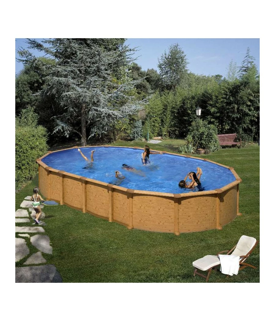 Piscine Hors Sol Acier Aspect Bois Alto - Ovale 6.10m X 3.75m - H 1.32m 3 Piscine Hors Sol Acier Aspect Bois Alto - Ovale 6.10m X 3.75m - H 1.32m