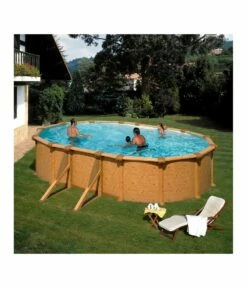 Piscine Hors Sol Acier Aspect Bois Alto -Ovale 6.10mx3.75m-H 1.32m