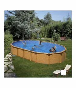 Piscine Hors Sol Acier Aspect Bois Alto - Ovale 7.30m X 3.75m H 1.32m