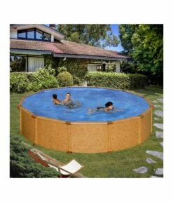 Piscine Hors Sol Acier Aspect Bois Alto - Ronde Diam 4.60m - H 1.20m - Skimmer Motorisé