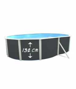Piscine Hors Sol Ovale Anthracite PRESTIGE 7.30m X 3.66m X H1.32m + échelle De Sécurité