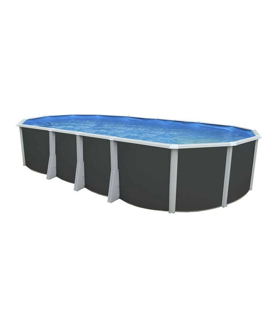 Piscine Hors Sol Ovale Ibiza Anthracite 9.15m X 4.57m H1.32m + échelle De Sécurité 3 Piscine Hors Sol Ovale Ibiza Anthracite 9.15m X 4.57m H1.32m + échelle De Sécurité